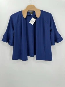 Bob Mackie Wearable Art Blue Jacket Open Front Bell Sleeve Plus Size 1X Cardigan - Picture 1 of 7