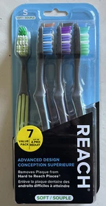 Reach Advanced Design Soft Toothbrush (Pack of 7) Variety Of Colors NIP - Picture 1 of 11
