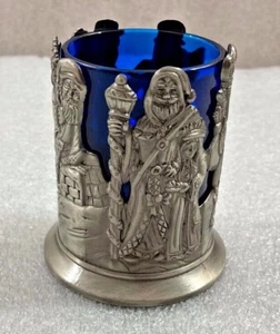 Pewter SANTA CLAUS mini Votive Candle Holder Tea Light w/Box 3"H  - Picture 1 of 6