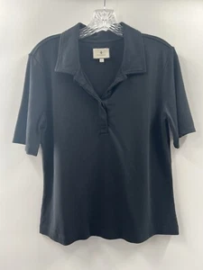 Polo Tuckernuck para mujer manga corta mezcla de algodón elástico negro talla grande - Imagen 1 de 7
