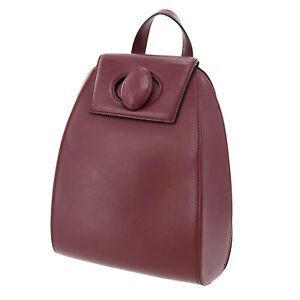 Must de Cartier Logos Used Backpack Bordeaux Leather Vintage #AG620 S