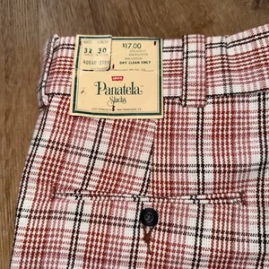 NEW Levi's Panatela Pants Men 32 30 Leisure Suit Plaid Disco VTG 60s 70s NOS USA - Picture 1 of 13