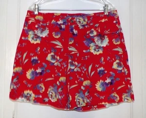 GLORIA VANDERBILT AMANDA BRIGHT RED PRINT COTTON SHORTS with POCKETS Size 16 - Picture 1 of 5