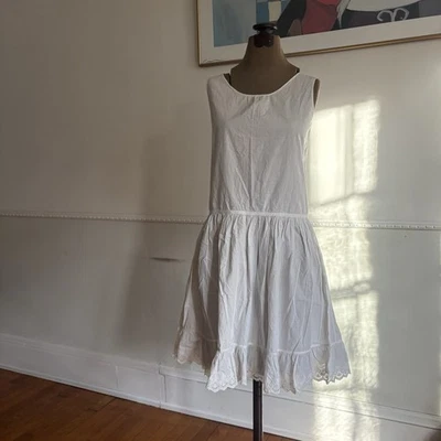 Antique White Cotton Petticoat Dress Women’s Mini Summer Used - Image 1 of 4