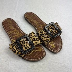 SAM EDELMAN Granada Sandals Slides Womens Size 8.5 Slip On Flat Leopard - Picture 1 of 5