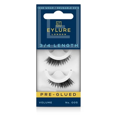Eylure Press On Pre-Glued False Eyelashes, 3/4 Length Lashes, No. 005, 1 Pair - Image 1 of 4