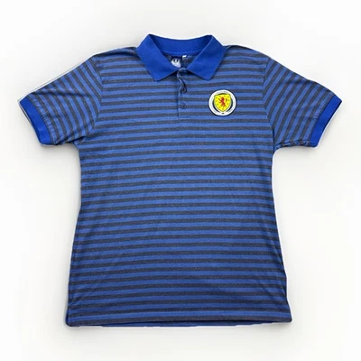 Camisa polo de fútbol de Escocia azul gris a rayas con logotipo de escudo para hombre talla L mediana Foto 1 de 4