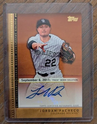 Autógrafo Topps Golden Debut 2012 Jordan Pacheco #GDA-JP Foto 1 de 2
