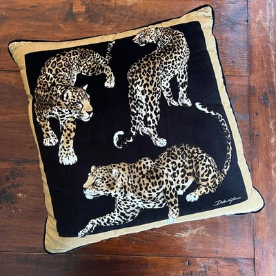 NWOT DOLCE & GABBANA Leopard Print Velvet Throw Pillow Cushion - Image 1 of 4