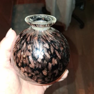 KRISTALLKLAR MURANO STIL GLAS GLAS FLASCHE KUPFER INFUNDIERT FARBE 5" TAIWAN 1980er - Bild 1 von 7