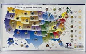 State Series Quarter Presentation Coin Map Display 50 St' DC Territories Gift - Picture 1 of 5