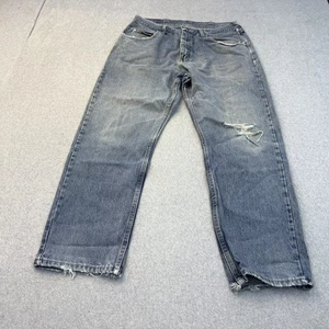 Pantalones de mezclilla Wrangler para hombre 34x30 azul calce relajado desgastados aplastados - Imagen 1 de 13