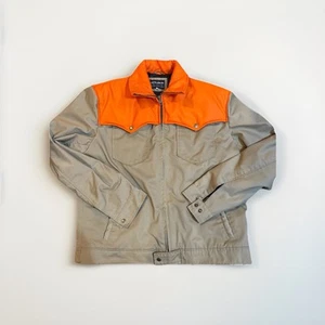 Men’s Field Hunting Jacket XL Twill Canvas Workwear Beige w/ Safety Orange Yoke - Picture 1 of 12