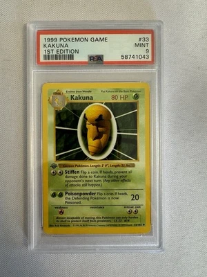 1999 Pokemon - 1st Edition Shadowless Kakuna Base Set 33/102 - PSA 9 Mint! WOTC - Image 1 of 4