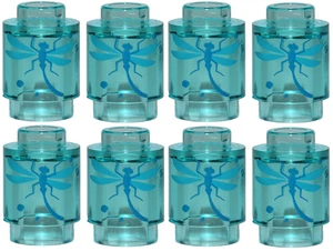 Lego 8x Transparent Light Blue Round Brick 1x1 with Dragonfly Pattern NEW!!! - Picture 1 of 1