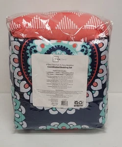Mainstays Navy Medallion 6-pc Bed in a Bag Comforter Set w/ Sheets size TW/TW-XL - Picture 1 of 6