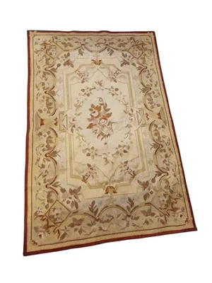 4'x6' Stunning French Aubusson design hand knotted wool Needlepoint area rug - Image 1 of 4