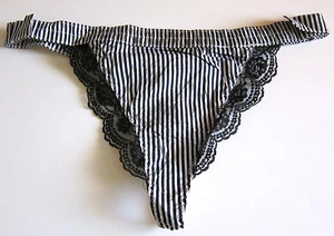 VINTAGE Mod-High Rise Joe Boxer Stripe Cotton Blend Thong Panties SZ XL X-Large - Picture 1 of 8