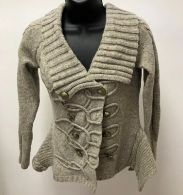 Cárdigan para mujer Anthropologie Leifsdottir gris con botones, talla pequeña Foto 1 de 4