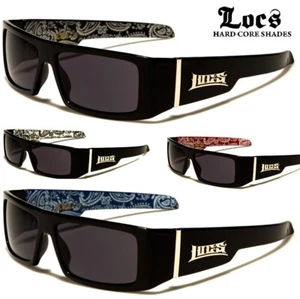 Locs Sunglasses - Square Wrap Around Frame - Bandanna Print UV 400 Protection - Picture 1 of 6