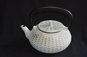 Chinesische blau türkis GUSSEISEN TEEKANNE unbenutzt schwarzer Griff Teesieb China - Bild 1 von 5