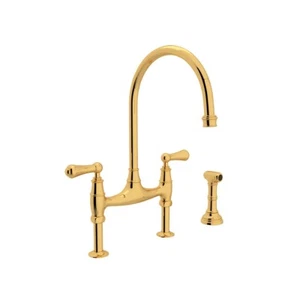 Perrin and Rowe U.4719L-EG-2 Georgian Era Bridge Kitchen Faucet w/Sidespray - Picture 1 of 24