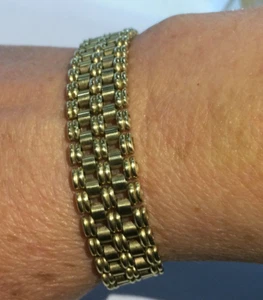 9CT GOLD BAR LINK/GATE LADIES BRACELET, 18.3/4 CM LONG, 22.96 GRAMS, LOND, 1991 - Picture 1 of 7