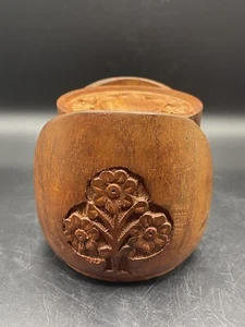 Posavasos de madera tallada vintage con soporte juego de 6 posavasos diseño floral MCM - Imagen 1 de 12