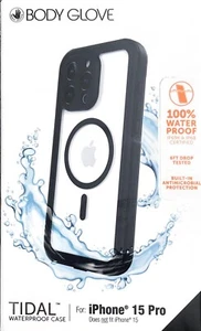 Body Glove Tidal Waterproof with MagSafe Case - iPhone 15 Pro- Black / Clear - Picture 1 of 4