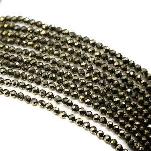 1 Strand 3mm Natural Pyrite Round Micro Faceted Loose Beads 15inch QT90 - Picture 1 of 5