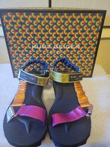 Kurt Geiger Girls Orion Metallic Rainbow Platform Sport Sandals (NWOB) Size 10 - Picture 1 of 7