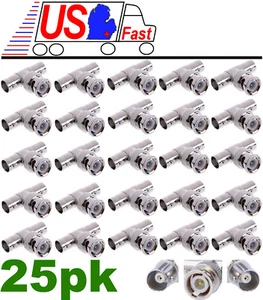 25pcs NEW BNC "T" Y Splitter Adapter Jack Plug Jack 50 Ohm Tee, 1*Male~2*Female - Picture 1 of 2