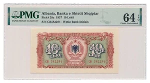 ALBANIA banknote 10 Leke 1957 PMG MS 64 EPQ Choice Uncirculated - Picture 1 of 7