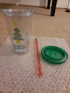 Weihnachten Becher mit Schmucksteinen Urlaub 18 Unzen geblendet Acryl Tasse mit Strohhalm & Deckel - Bild 1 von 12