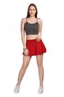 Red Strechy Flared Micro Mini Skirt Women's Elasticated Soft Wet Look Party Wear