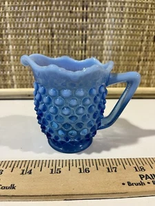 Vintage Fenton Art Glass Blue Opalescent Hobnail Creamer- Beautiful - Picture 1 of 2