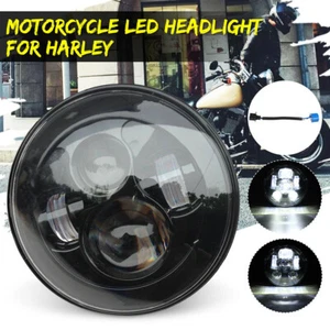 Universal LED 7 Inch Motorcycle Headlight Hi-Lo Beam Lamps For Harley Cafe Racer - Picture 1 of 9
