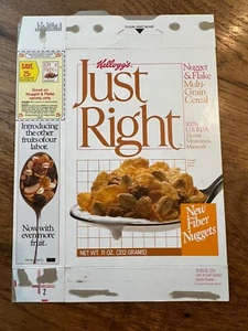 Caja de cereales Kelloggs Just Right 1987 - pepitas de fibra nuevas - Imagen 1 de 7