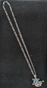 New Popeye Charm With Stones And 24" Necklace **Silver In Color** - Bild 1 von 3