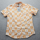 Free Planet Men's Large Orange Palm Hawaiian Button-Down Shirt Nwt