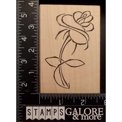 Too Much Fun RUBBER STAMPS 1594-L ROSE BLOSSOM GARDEN FLOWER OUTLINE #554 - Image 1 of 2