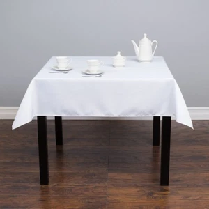 1-50 Square 54"x 54" inch White Polyester Tablecloth Party Overlay Event SALE - Picture 1 of 5