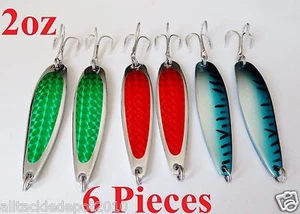 6 Pieces 2oz Casting Crocodile Spoons Trolling Fishing Lures -3 COLORS - Picture 1 of 4