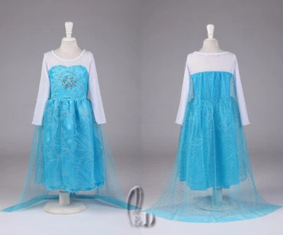 AU SELLER Girls Frozen Elsa Queen Princess Party Formal Costume Dress gd006 - Image 1 of 4