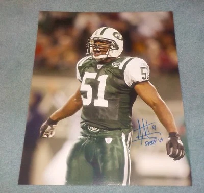 Foto autografiada 16x20 firmada por Jonathan Vilma de los New Orleans Saints Miami Jets Foto 1 de 2