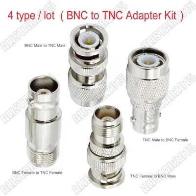 4 Type/Lot BNC to TNC Type Male Female Adapter RF Connector Radio Converter Kit - Image 1 of 4