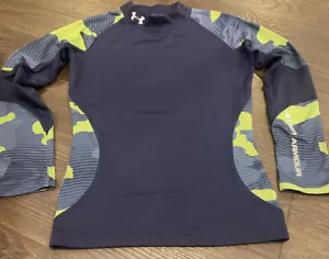 Under Armour YOUTH Med YM Infared Compression Mock Neck Shirt Navy Camo EUC - Picture 1 of 12
