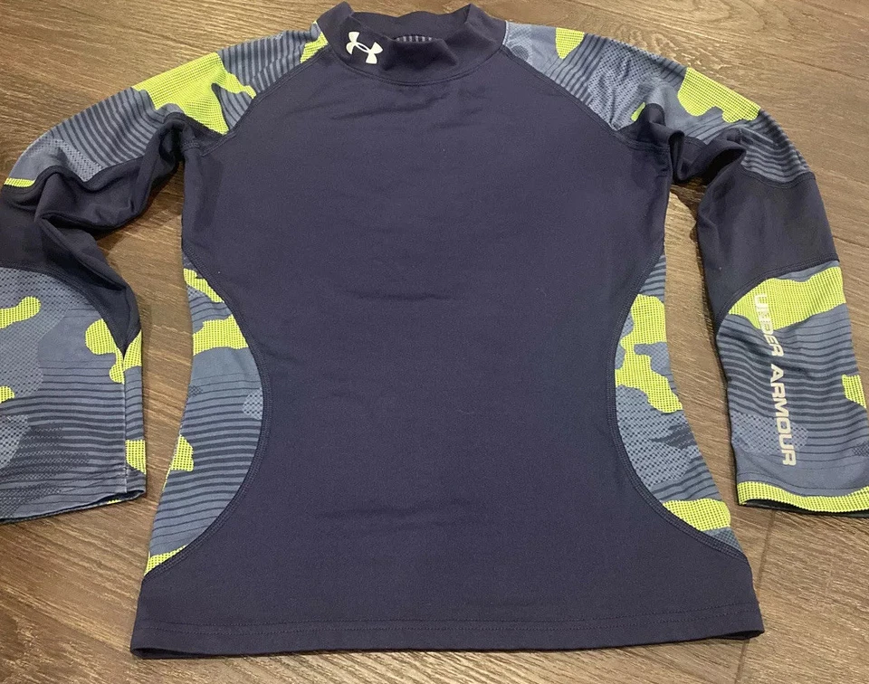 Under Armour YOUTH Med YM Infared Compression Mock Neck Shirt Navy Camo EUC - Image 1 of 4