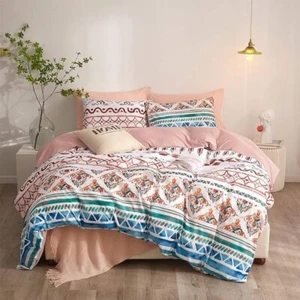 Hot Pink Duvet Cover 3 Pieces Set with Pillow Shams White Floral Mandala Print - Picture 1 of 6