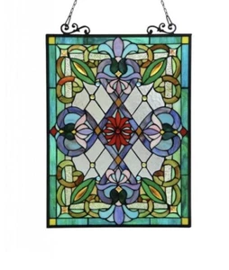 Vitral estilo Tiffany 26" victoriano floral panel ventana atrapasol - Imagen 1 de 6